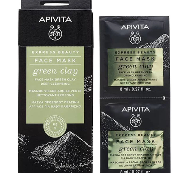 photo-APIVITA EXPRESS BEAUTY Маска із зеленою глиною «Глибоке очищення», 2×8 мл-0